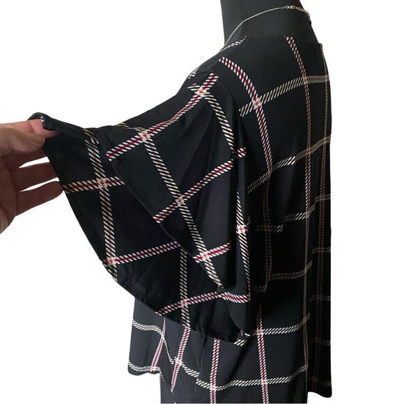 Liz Claiborne Career Double Ruffle Stretchy Black Blouse Petite XL - Picture 7 of 10